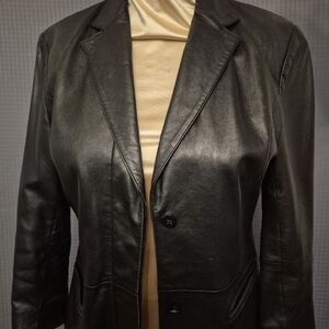 Mixit Luxury Black Leather Blazer